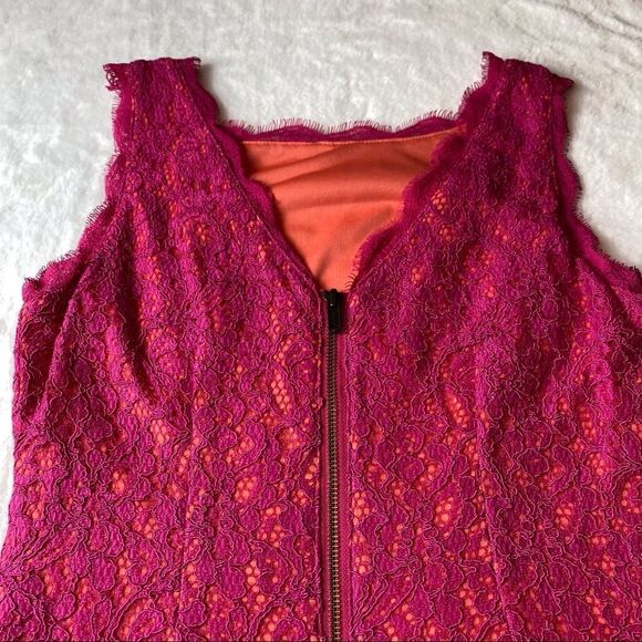 Adrianna Papell Magenta Sleeveless Lacy Dress Size 8 - Picture 6 of 12